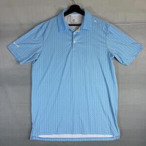 Scales Golf Polo Shirt Mens Medium Blue Geometric Print Short Sleeve Performance